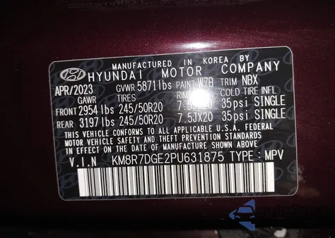2023 Hyundai Palisade Calligraphy from USA, damaged, VIN KM8R7DGE2PU631875